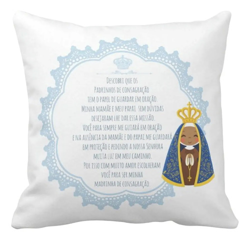 Almofada Decorativa Convite Madrinha de Consagração Batizado