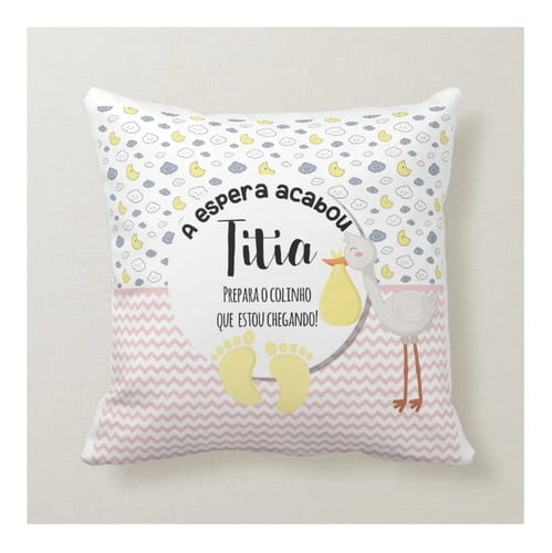 Almofada Decorativa Presente Revelação Gravidez para Titia