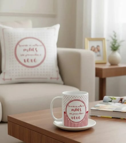 Kit Caneca e Almofada Personalizada para as Melhores Mães São Promovidas a Vovó