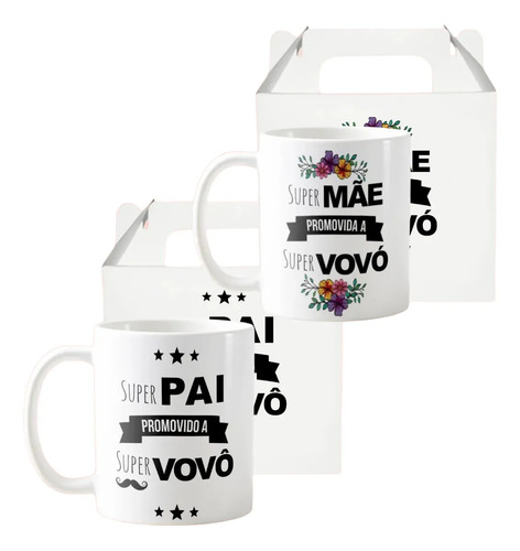 Conjunto 2 Canecas Anúncio de Gravidez Promovidos a Avós