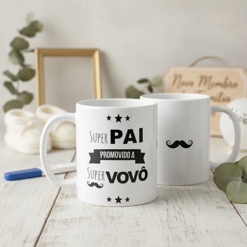 Conjunto 2 Canecas Anúncio de Gravidez Promovidos a Avós