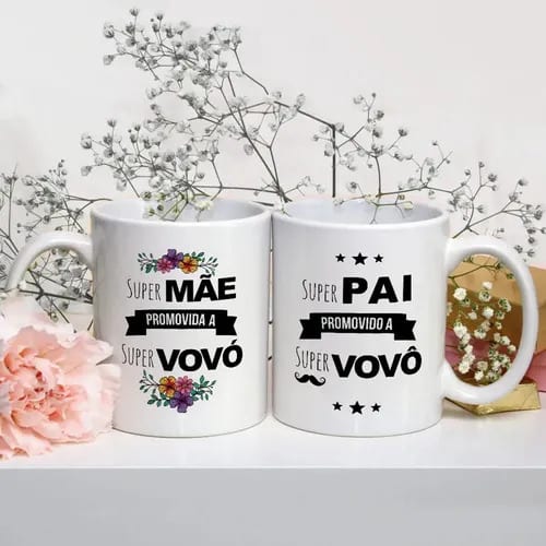 Conjunto 2 Canecas Anúncio de Gravidez Promovidos a Avós