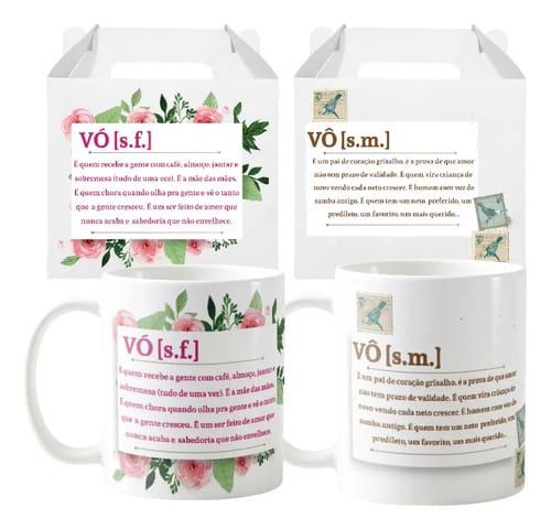Kit Presente Avô e Avó Lembrança Personalizada Dia dos Avós - Família (Avó/Avô)