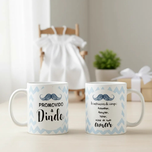 Kit Canecas Lembrança Padrinhos Batizado Crisma Dindo Dinda