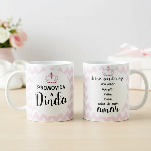 Kit Canecas Lembrança Padrinhos Batizado Crisma Dindo Dinda