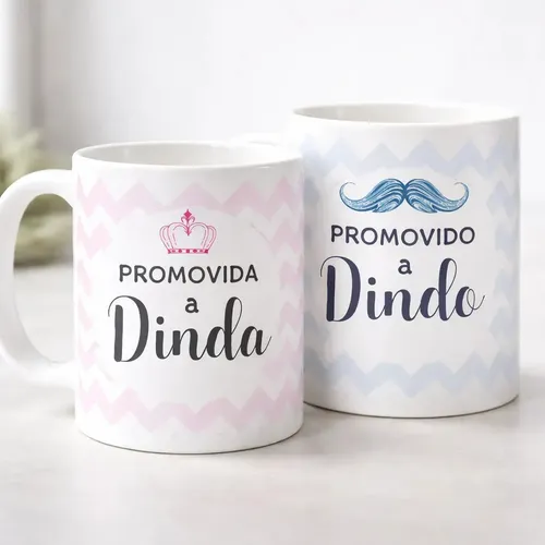 Kit Canecas Lembrança Padrinhos Batizado Crisma Dindo Dinda - Batizado (Padrinho e Madrinha)