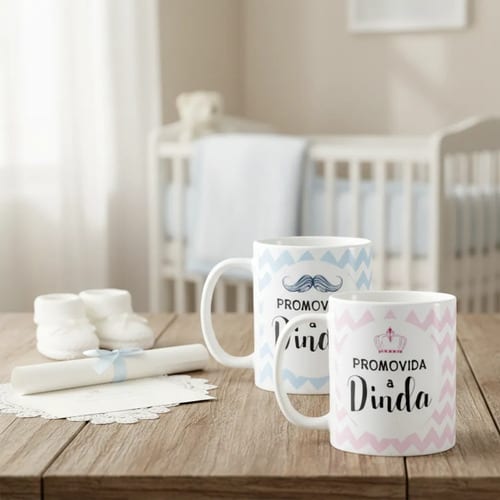 Kit Canecas Lembrança Padrinhos Batizado Crisma Dindo Dinda - Batizado (Padrinho e Madrinha)