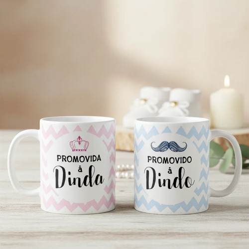 Kit Canecas Lembrança Padrinhos Batizado Crisma Dindo Dinda - Batizado (Padrinho e Madrinha)