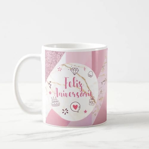Caneca Personalizada Feliz Aniversário Pronta-Entrega
