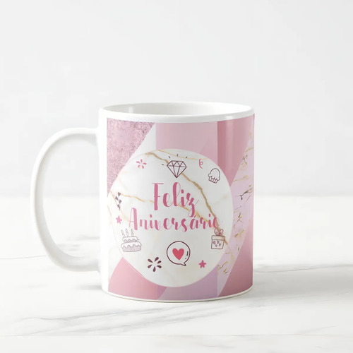 Caneca Personalizada Feliz Aniversário Pronta-Entrega