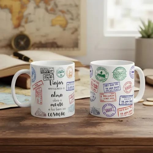 Caneca Personalizada Turismo Frase Viajar Enriquece a Alma - Hobbies (Viajante)