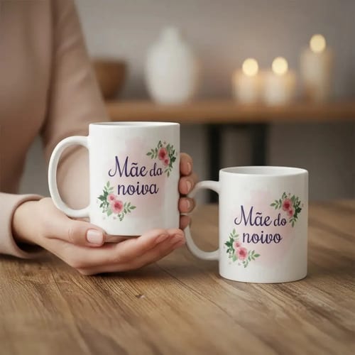 Kit Presente 2 Canecas Personalizadas Mãe Dos Noivos