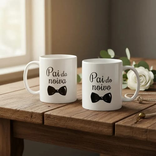 Conjunto 2 Canecas Personalizadas Para Pai Dos Noivos - Casamento (Noivos)