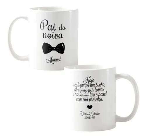 Kit 2 Canecas Lembrança Casamento Pai E Mãe Da Noiva Marsala