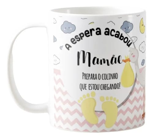 Caneca Gravidez Presente Mãe Grávida Prepara o Colinho