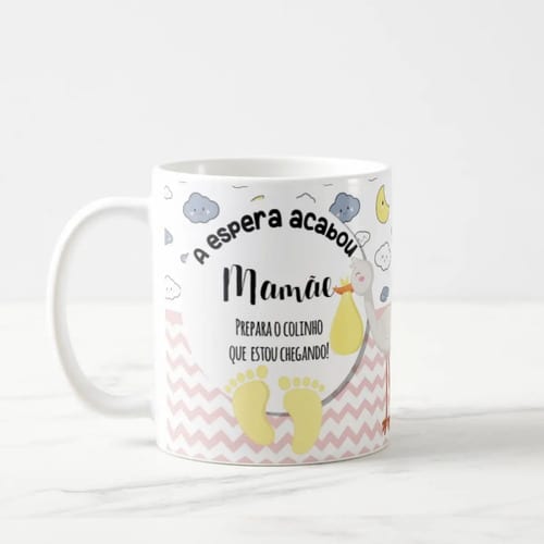 Caneca Gravidez Presente Mãe Grávida Prepara o Colinho