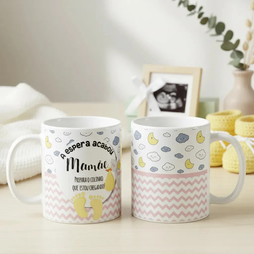 Caneca Gravidez Presente Mãe Grávida Prepara o Colinho - Anúncio de Gravidez (Mãe/Gestante)