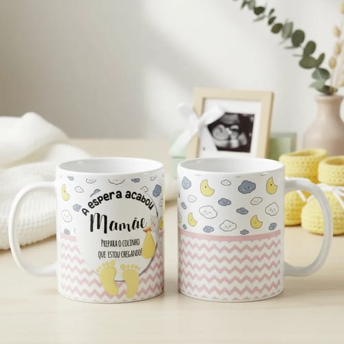 Caneca Gravidez Presente Mãe Grávida Prepara o Colinho - Anúncio de Gravidez (Mãe)