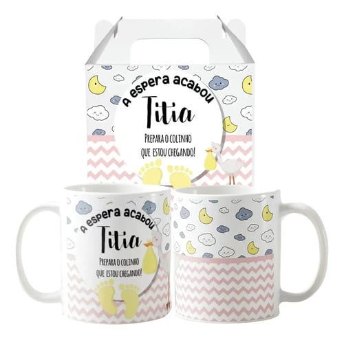 Caneca Gravidez Presente Tia Titia Prepara o Colinho
