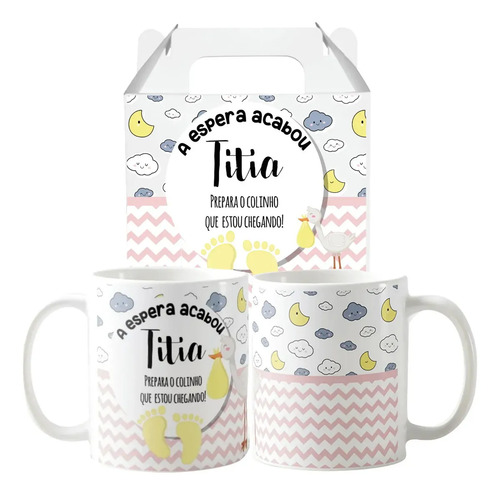 Caneca Gravidez Presente Tia Titia Prepara o Colinho