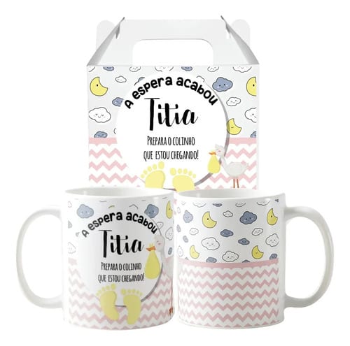 Caneca Gravidez Presente Tia Titia Prepara o Colinho
