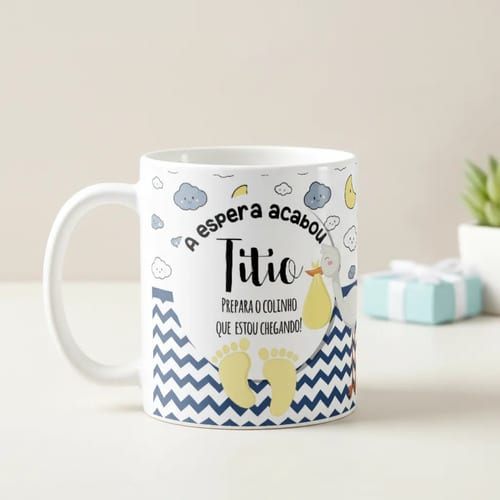 Caneca Tio Prepara o Colinho Titio Surpresa Gravidez