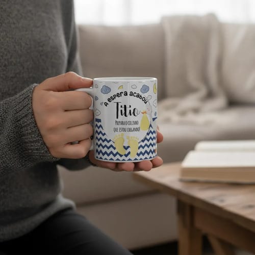 Caneca Tio Prepara o Colinho Titio Surpresa Gravidez