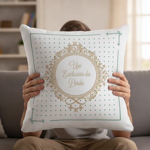 Almofada Decorativa Brasão Uso Exclusivo do Dindo Verde