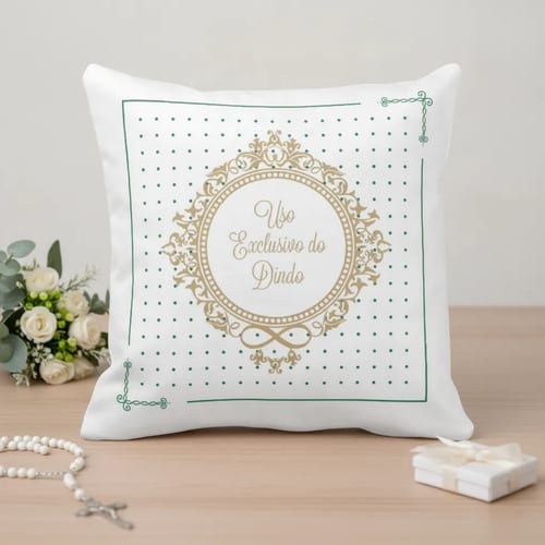 Almofada Decorativa Brasão Uso Exclusivo do Dindo Verde - Batizado (Batizando(a))