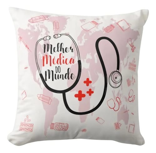Almofada Personalizada Presente para Melhor Médica do Mundo - Profissões (Médico(a))