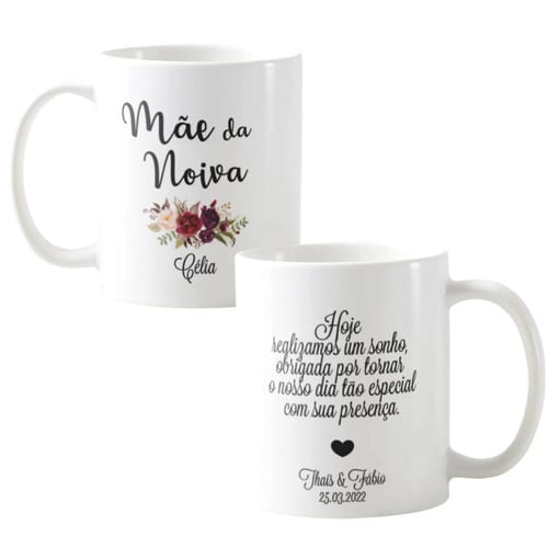 Kit 2 Canecas Personalizadas Casamento Mães dos Noivos