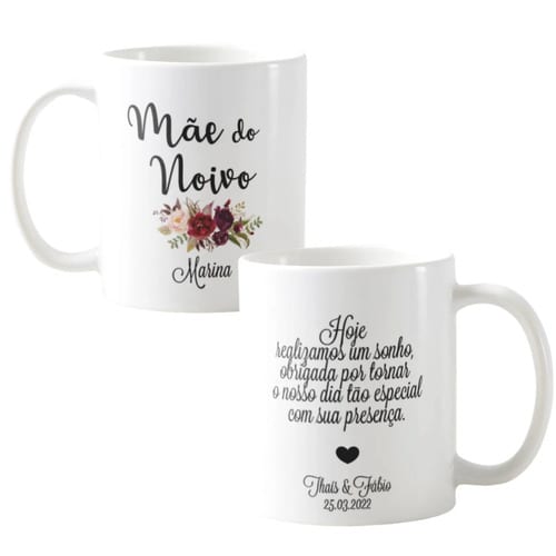 Kit 2 Canecas Personalizadas Casamento Mães dos Noivos