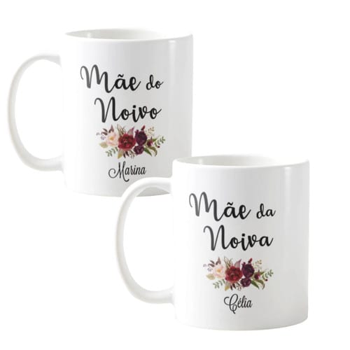 Kit 2 Canecas Personalizadas Casamento Mães dos Noivos