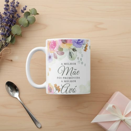 Caneca Presente Anúncio Gravidez Melhor Mãe Promovida a Avó