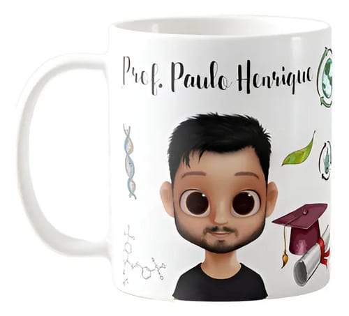Caneca Professor Biologia Presente Personalizada Com Avatar - Dia dos Professores (Biologia)