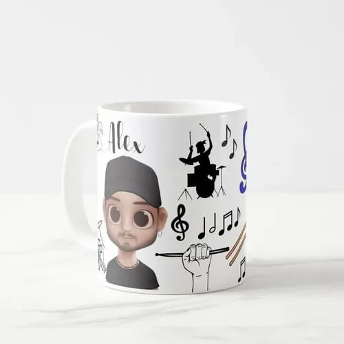 Caneca Personalizada Baterista Presente Criativo para Músico