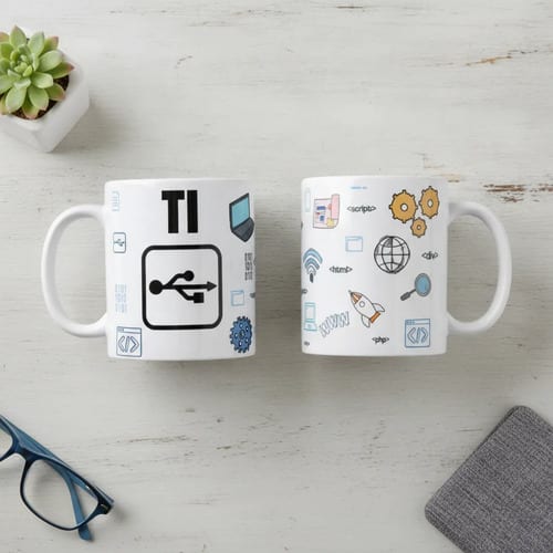 Conjunto Almofada e Caneca Tecnologia Informação TI