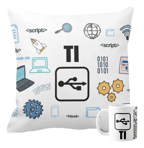 Conjunto Almofada e Caneca Tecnologia Informação TI