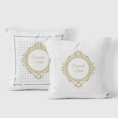 Conjunto 2 Almofadas Batizado Convite para Padrinhos Misto - Batizado (Padrinhos)