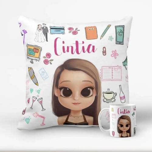 Conjunto Almofada Decorativa Caneca Para Cerimonialista Branco Profissão - Outros (Corporativo)