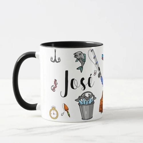 Caneca Personalizada Masculina de Pesca Pescador com o Nome