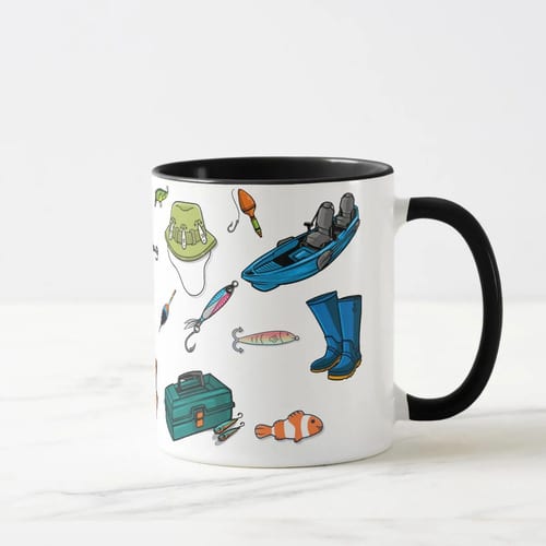 Caneca Personalizada Masculina de Pesca Pescador com o Nome