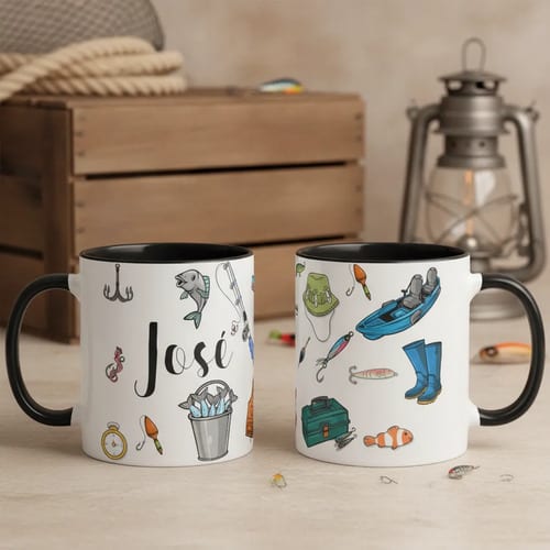 Caneca Personalizada Masculina de Pesca Pescador com o Nome - Profissões (Pescador)