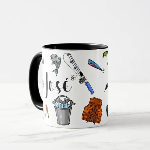 Caneca Personalizada Masculina de Pesca Pescador com o Nome