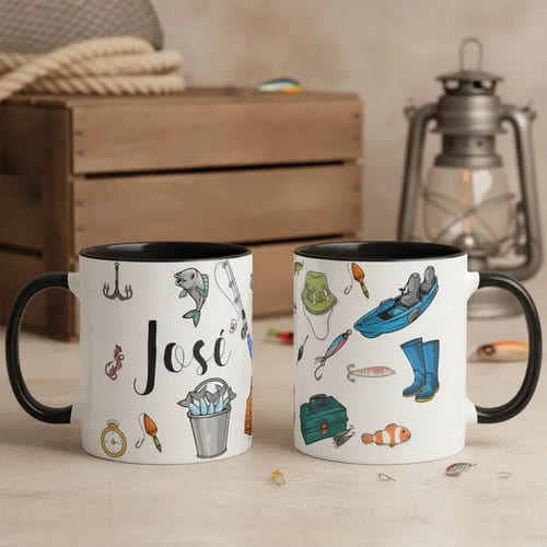 Caneca Personalizada Masculina de Pesca Pescador com o Nome - Profissões (Pescador)