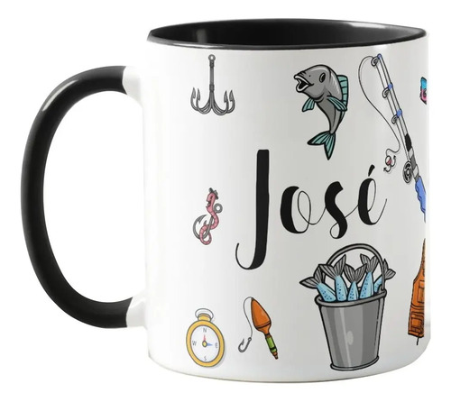 Caneca Personalizada Masculina de Pesca Pescador com o Nome - Profissões (Pescador)