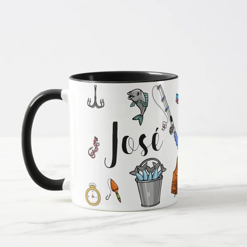 Caneca Personalizada Masculina de Pesca Pescador com o Nome