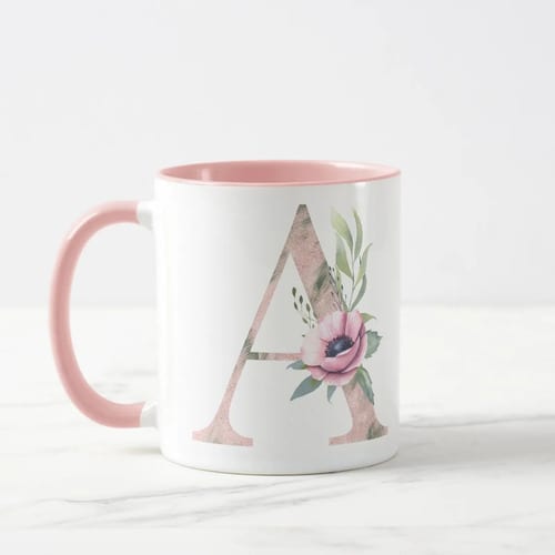 Caneca Feminina Personalizada com Nome e Inicial A