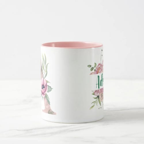 Caneca Feminina Personalizada com Nome e Inicial A