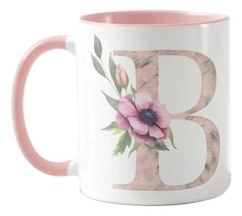 Caneca Feminina Personalizada com Nome e Inicial B - Outros (Inicial B feminina delicada)